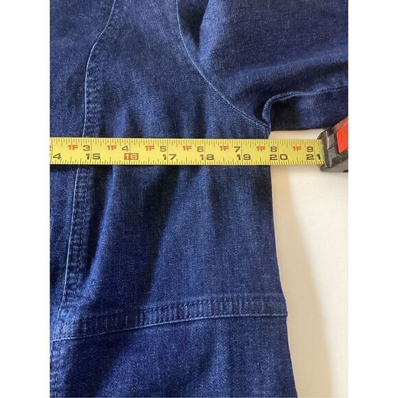 J. Jill Denim Lace Up Dress Sz L Stretch Raw Hem Pockets - Picture 7 of 9